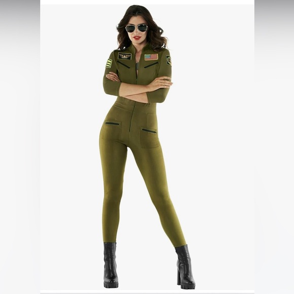 Top gun costume USA Air Force fighter jet pilot costume jumpsuit Halloween - Picture 2 of 4